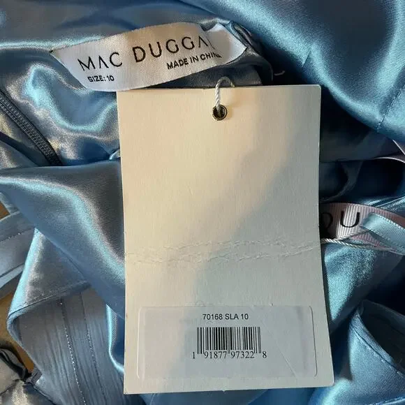 Mac Duggal 70168 Metallic Halter Long A-Line Evening Gown Blue Size 10 Dress - Picture 10 of 11